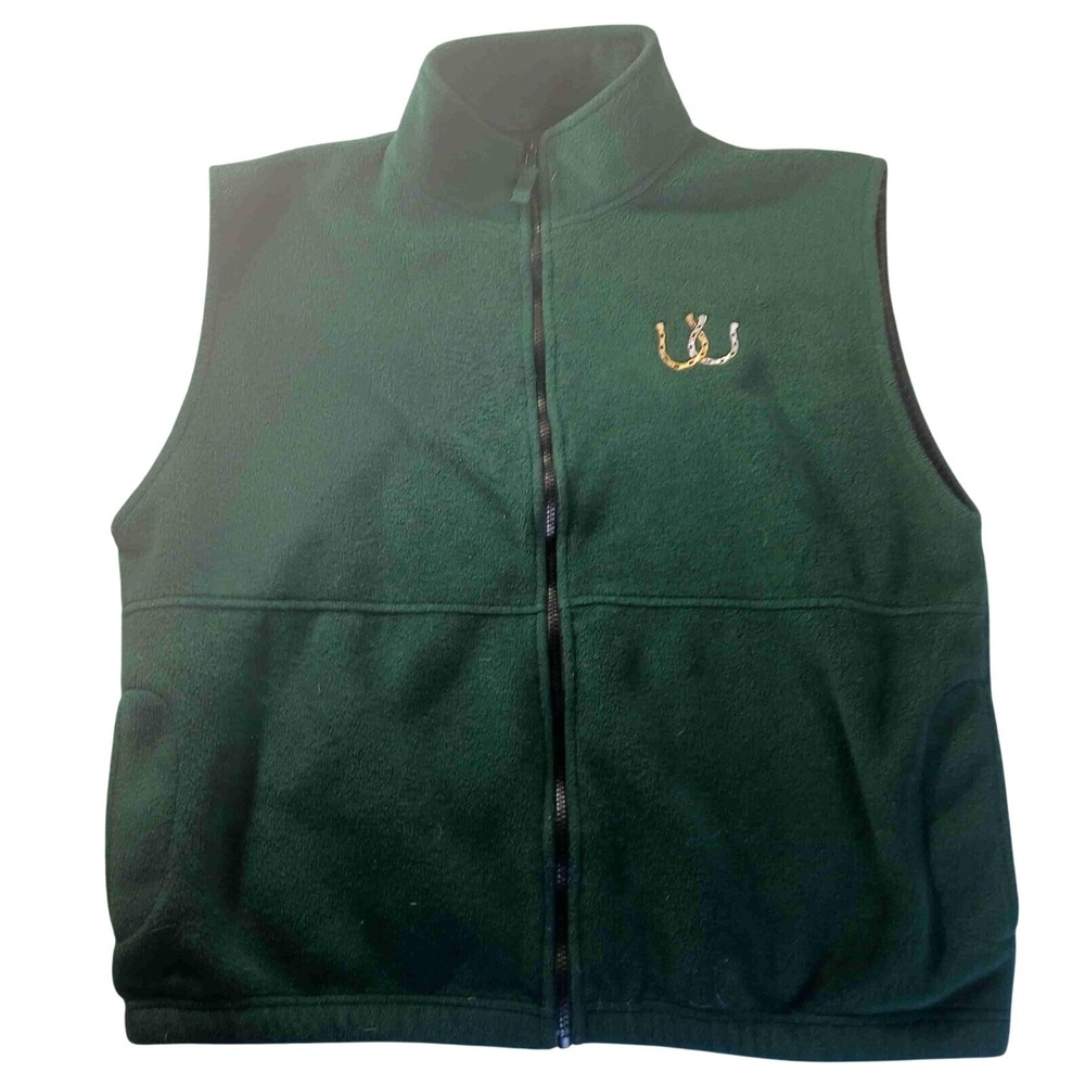 Sierra Pacific Fleece Vest 33010 Mens L Green Horseshoe Western Gorpcore Vest